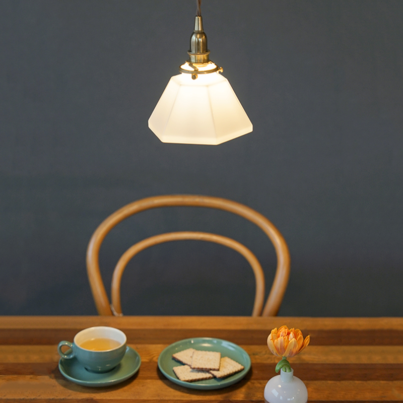 GLASS SHADE POLYGON WHITE E14 SET