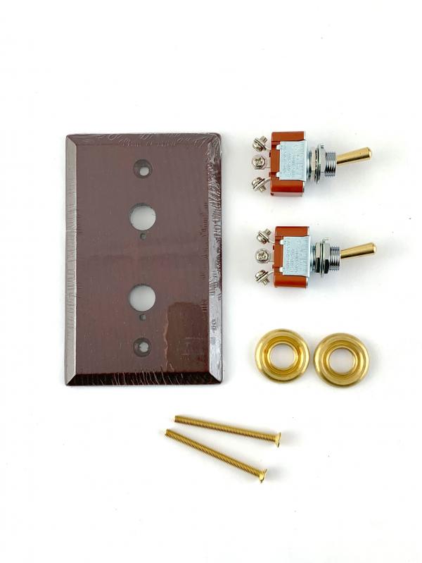BỘ 2 CÔNG TẮC GẠT, ỐP GỖ TẦN BÌ