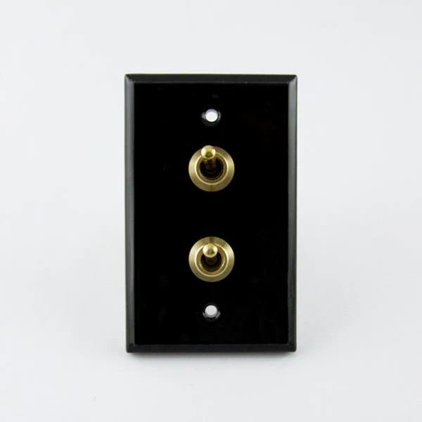 CERAMIC PLATE 2 TOGGLE SWITCHES BLACK