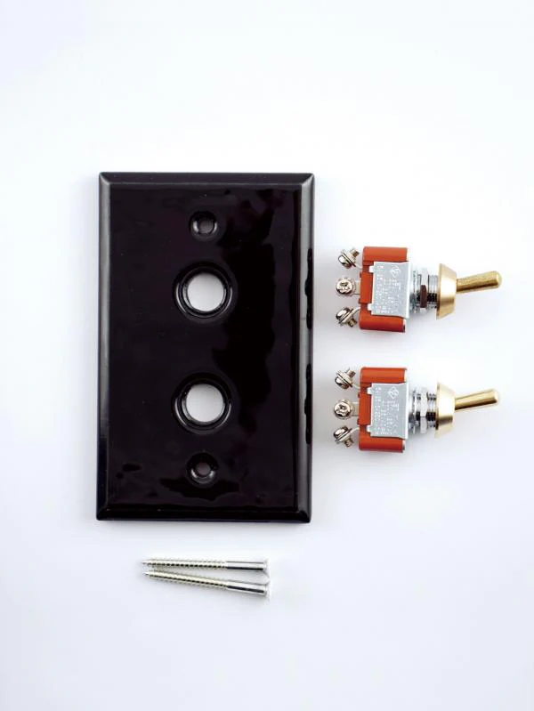CERAMIC PLATE 2 TOGGLE SWITCHES BLACK