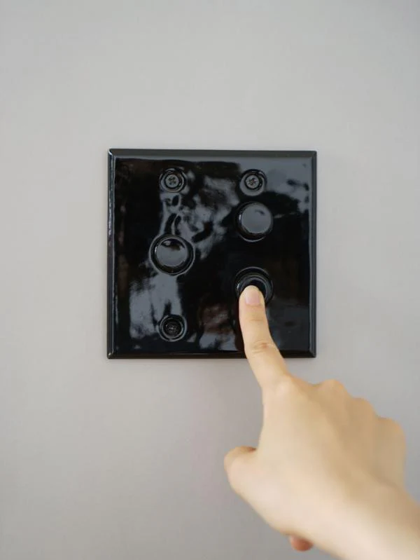 CERAMIC PLATE 3 PUSH SWITCHES BLACK