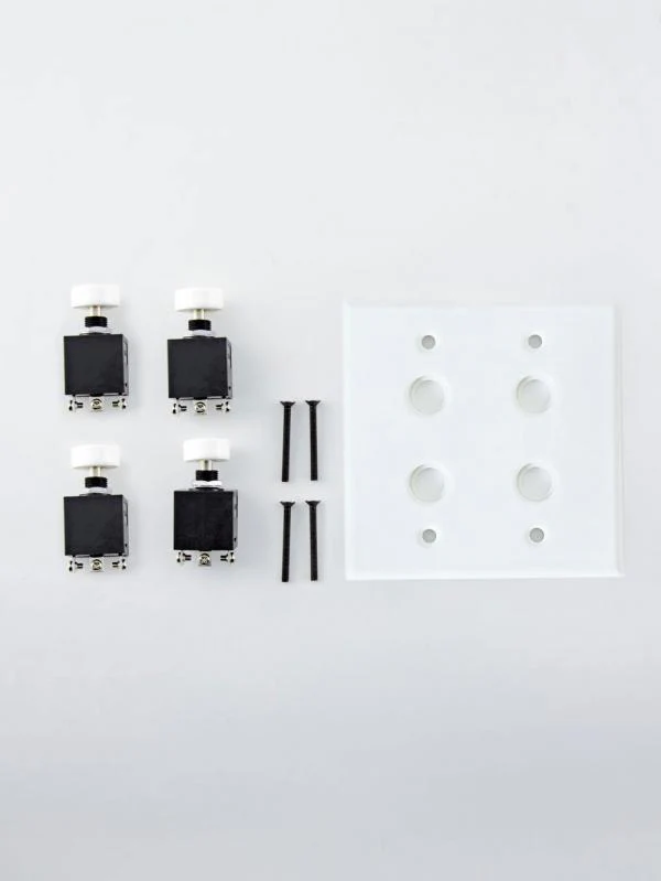 CERAMIC PLATE 4 PUSH SWITCHES WHITE