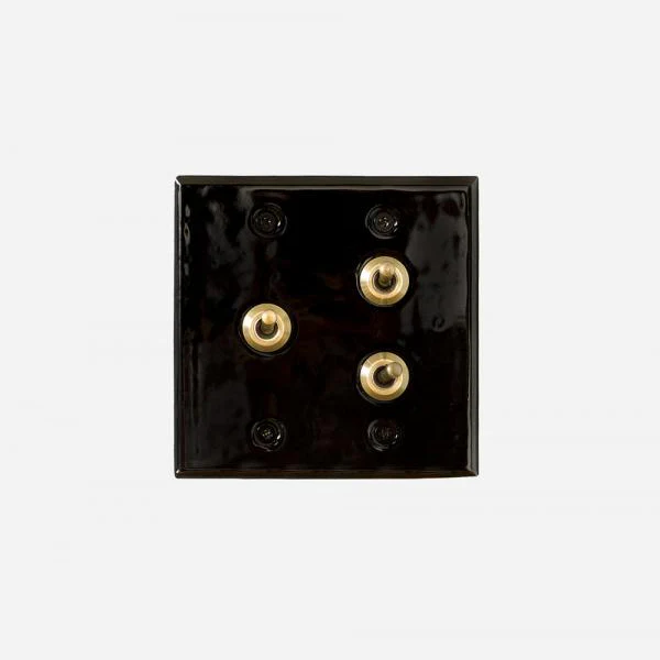 CERAMIC PLATE 3 TOGGLE SWITCHES BLACK