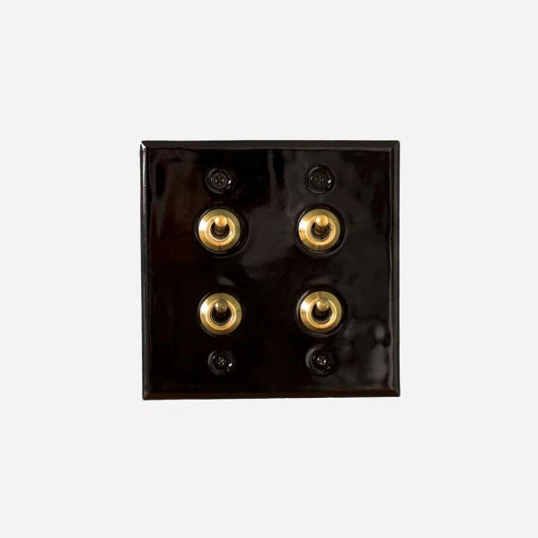 CERAMIC PLATE 4 TOGGLE SWITCHES BLACK