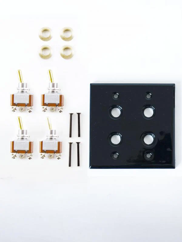 CERAMIC PLATE 4 TOGGLE SWITCHES BLACK