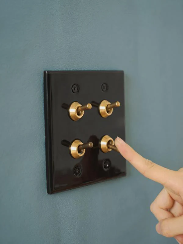 CERAMIC PLATE 4 TOGGLE SWITCHES BLACK