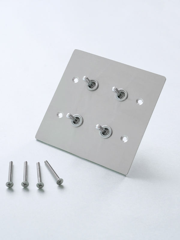 BỘ 4 CÔNG TẮC GẠT, ỐP THÉP
